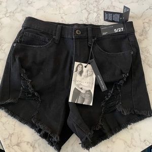 🆕 Kendall + Kylie The Icon Shorts Black Distressed Denim Jean Shorts NWT 5/27